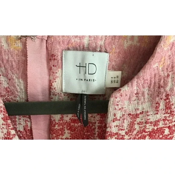 Anthropologie HD in Paris Strata Sheath Dress Pink Yellow Textured Size 0 - Picture 6 of 8